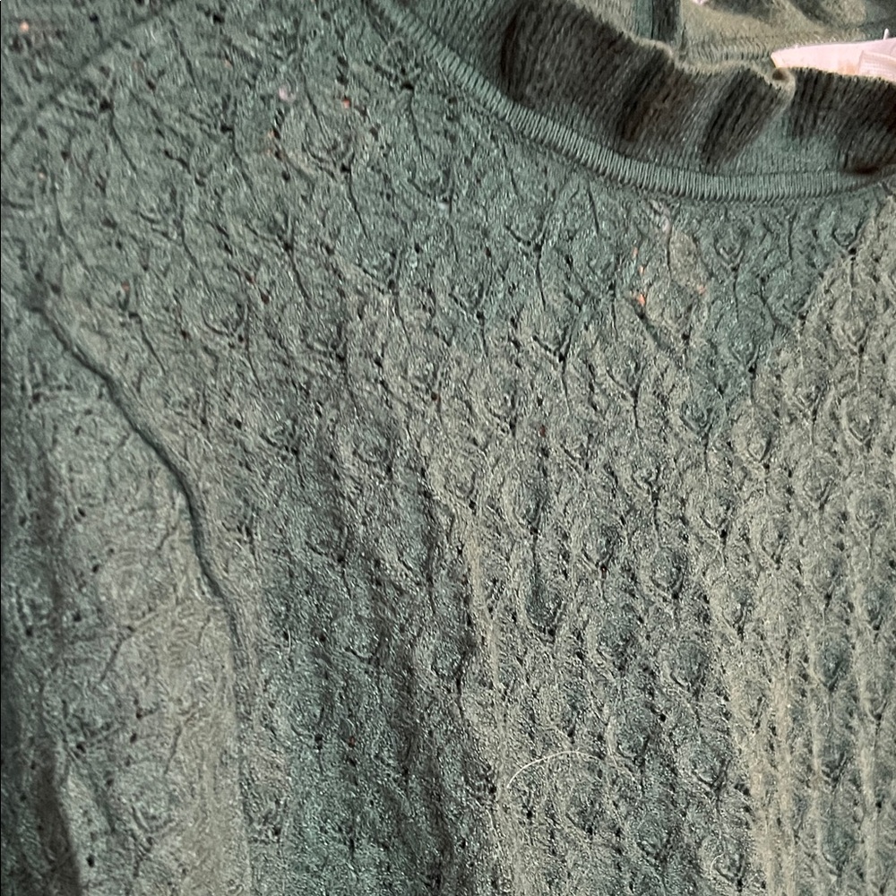 Treasure & Bond Forest Green Ruffled Mock Neck Sweater - Picture 7 of 10